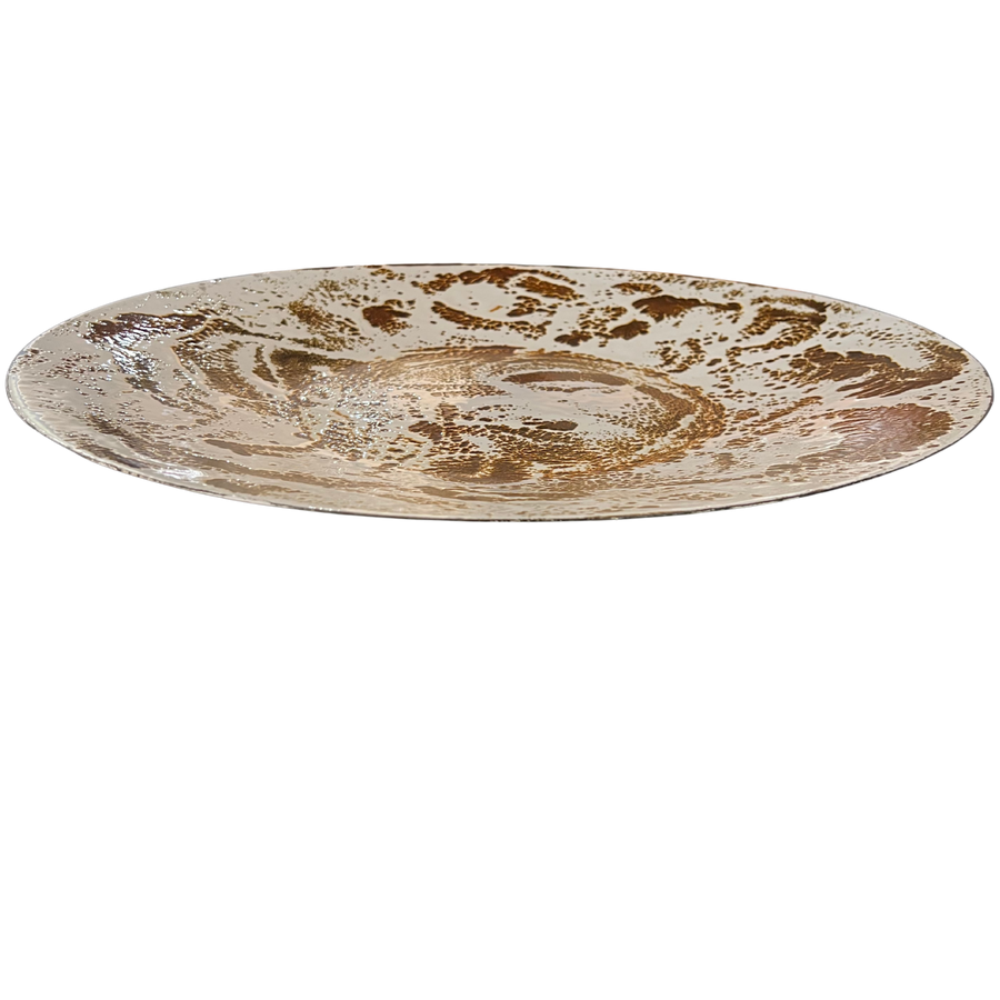 Swirled Cream and Brown Enameled Large Platter