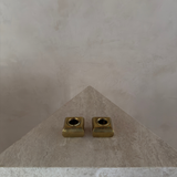Pair of Modernist Square Brass Candleholders