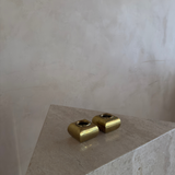 Pair of Modernist Square Brass Candleholders