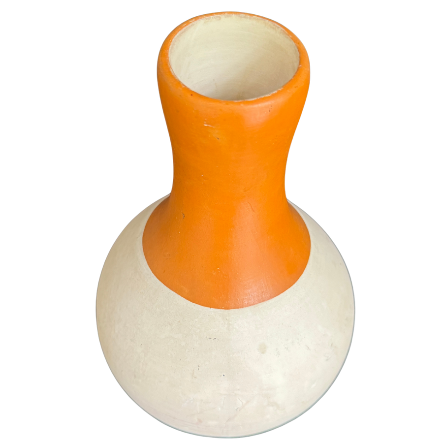 Burnt Orange and Cream Studio Ceramic Vessel