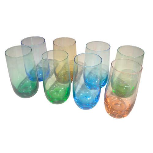 Set of 8 Multicolor Vintage Glasses