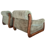 Pair of Vintage Sage Green Spanish Oak Framed Chairs, 1960s