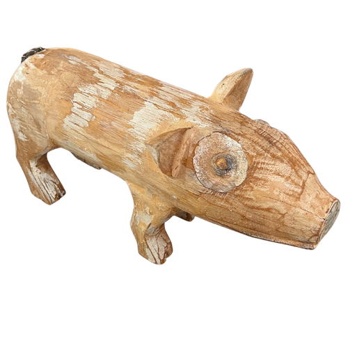 Wooden Pig Sculpture