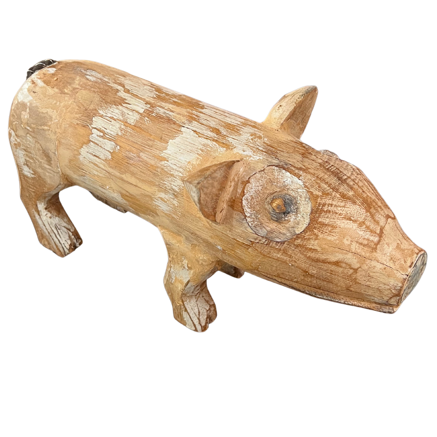 Wooden Pig Sculpture