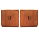 Pair of Vintage Double Door Nightstands with Metal Pulls