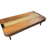 French Oak and Woven Fiber Coffee Table, 1960s