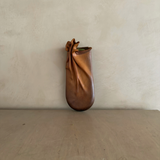 Vintage Camel Leather Wall Vase