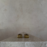 Pair of Modernist Square Brass Candleholders