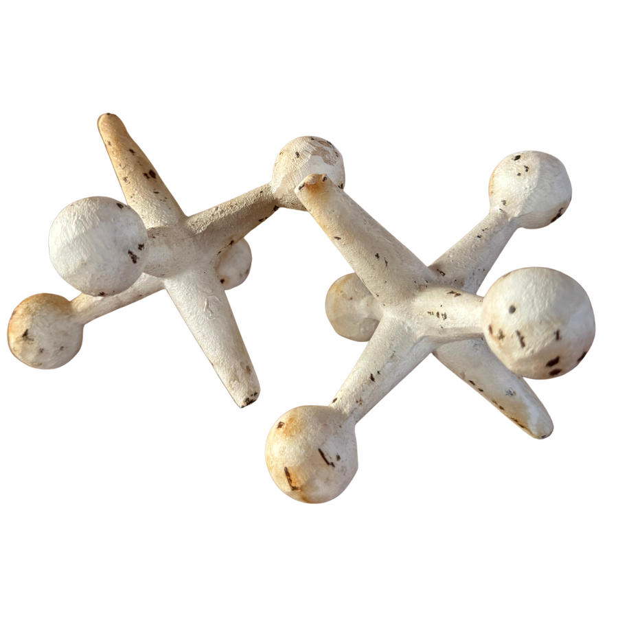 Pair of Ivory Cast Iron Jacks