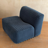 Pair of Blue Velvet Slipper Chairs by Titina Ammannati and Gianpiero Vitelli for Brunati Italia