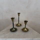 Small Graduated Brass Candlesticks, Set of 3