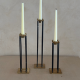 Trio of Metal and Brass Candle stick holders