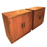 Pair of Vintage Double Door Nightstands with Metal Pulls