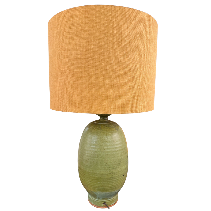 Hand Carved Stoneware Leaf Table Lamp