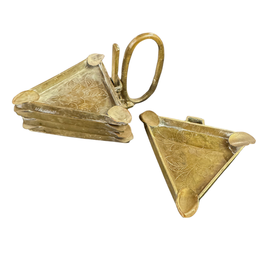 Set of 5 Etched Triangular Ashtrays