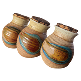 Set of Four Cork Lidded Studio Pottery Canisters