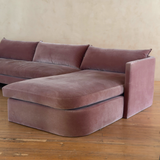 Contemporary Custom Blush Velvet Chaise Sectional