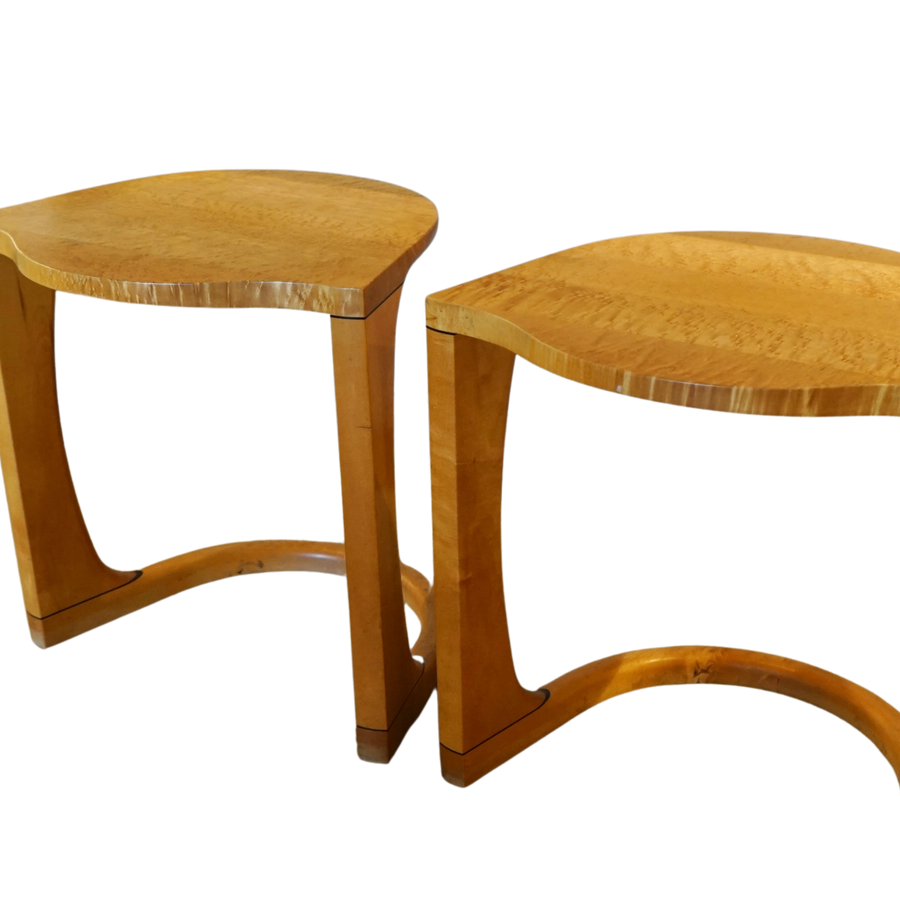 Pair of Curved Maple Side Tables