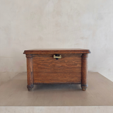 Antique Oak Storage Chest with Brass Latch