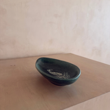 Green Speckled Glaze Teardrop Bird Motif Catch All