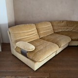 4 Piece Butter Velvet Italian Modular Sofa, 1970s
