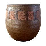 Textured Studio Pottery Vessel with Geometric Detailing