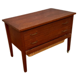 French Teak Chest with Woven Basket Drawer, 1960s