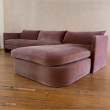 Contemporary Custom Blush Velvet Chaise Sectional
