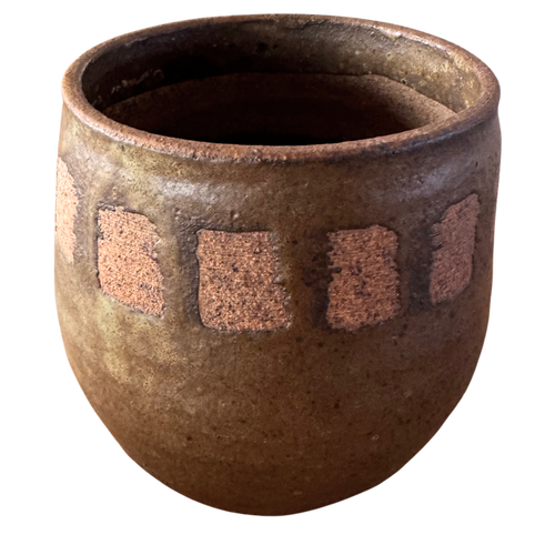 Textured Studio Pottery Vessel with Geometric Detailing