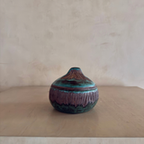 Turquoise Glazed Botanical Stoneware Lidded Bowl