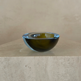 Murano Sommerso Glass Ashtray in Teal and Olive