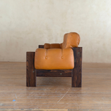 Scandinavian Cognac Leather and Rosewood Sofa by Kalustekiila, 1970s