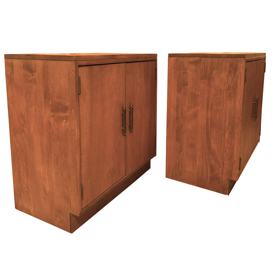 Pair of Vintage Double Door Nightstands with Metal Pulls