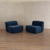 Pair of Blue Velvet Slipper Chairs by Titina Ammannati and Gianpiero Vitelli for Brunati Italia