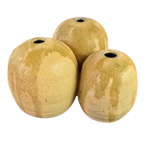 Trio of Drip Glaze Ceramic Bud Vases