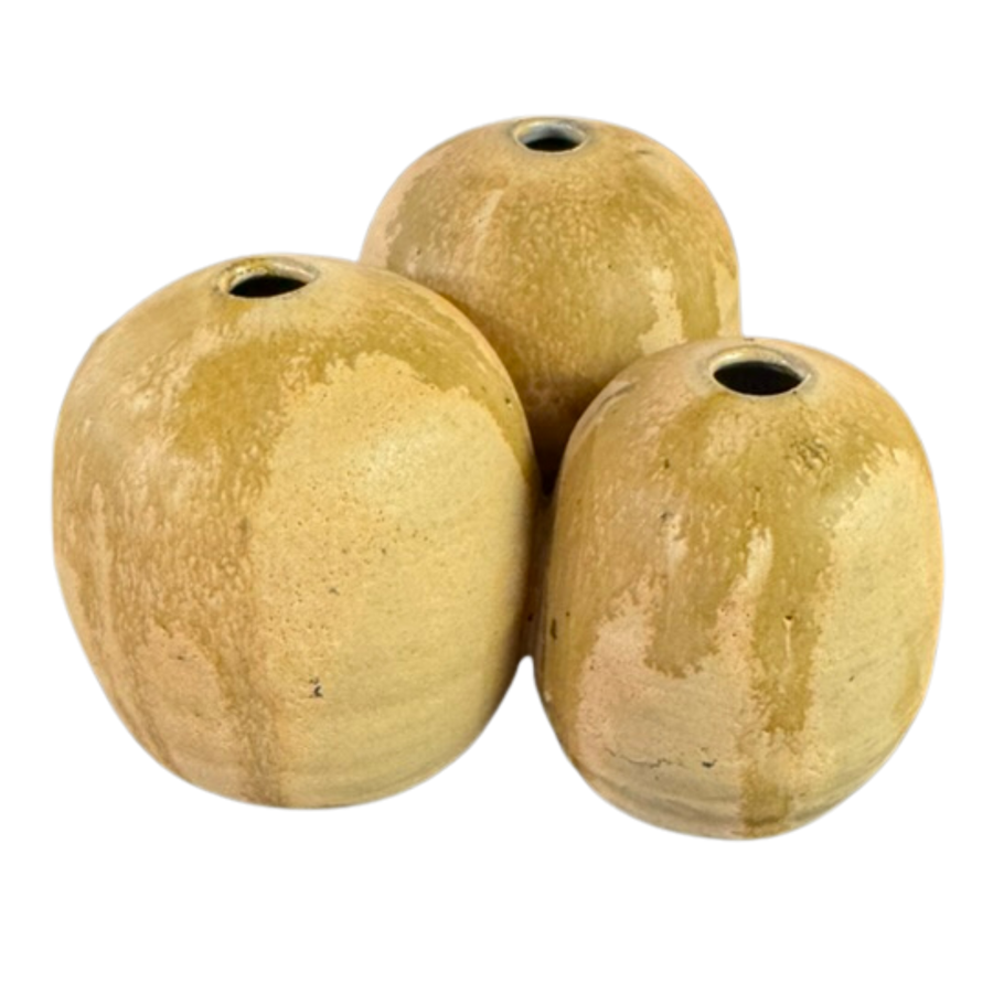 Trio of Drip Glaze Ceramic Bud Vases