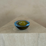 Murano Sommerso Glass Ashtray in Teal and Olive