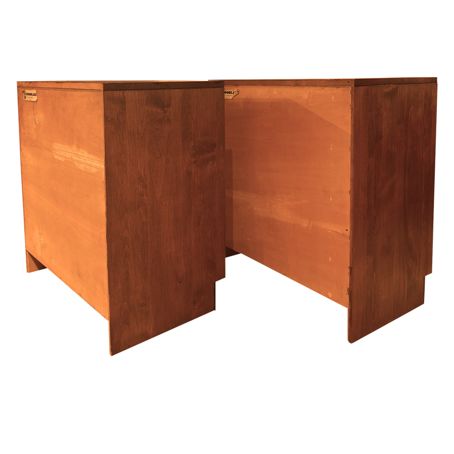 Pair of Vintage Double Door Nightstands with Metal Pulls