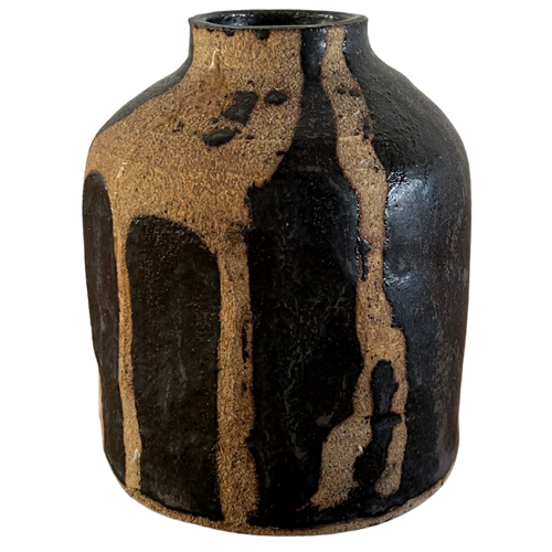 Small Black Glaze Drip Vessel