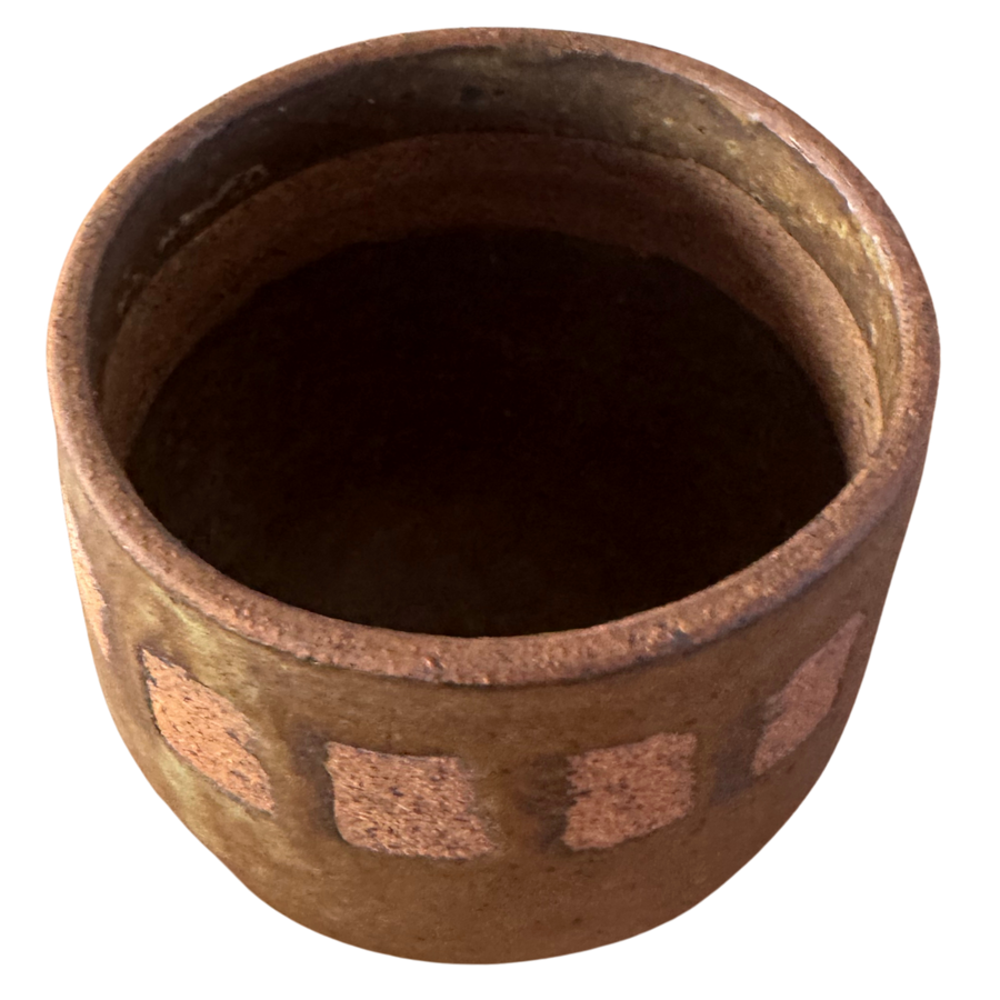 Textured Studio Pottery Vessel with Geometric Detailing