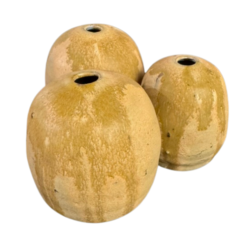 Trio of Drip Glaze Ceramic Bud Vases