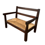 Vintage French Rush Seat Settee
