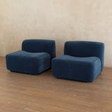 Pair of Blue Velvet Slipper Chairs by Titina Ammannati and Gianpiero Vitelli for Brunati Italia