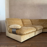 4 Piece Butter Velvet Italian Modular Sofa, 1970s