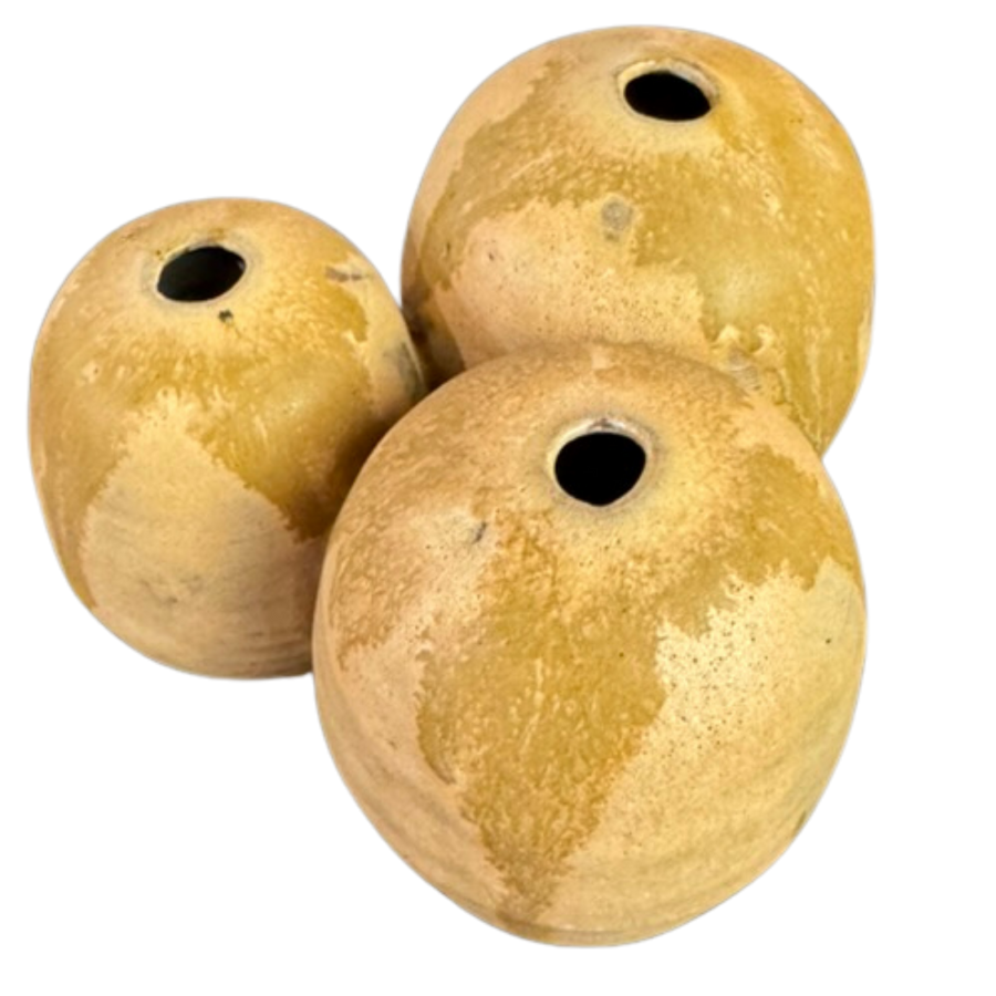 Trio of Drip Glaze Ceramic Bud Vases