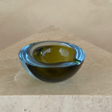 Murano Sommerso Glass Ashtray in Teal and Olive