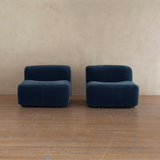 Pair of Blue Velvet Slipper Chairs by Titina Ammannati and Gianpiero Vitelli for Brunati Italia