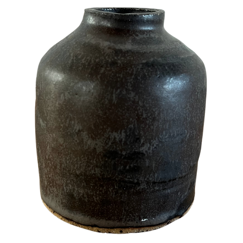 Small Black Glaze Drip Vessel