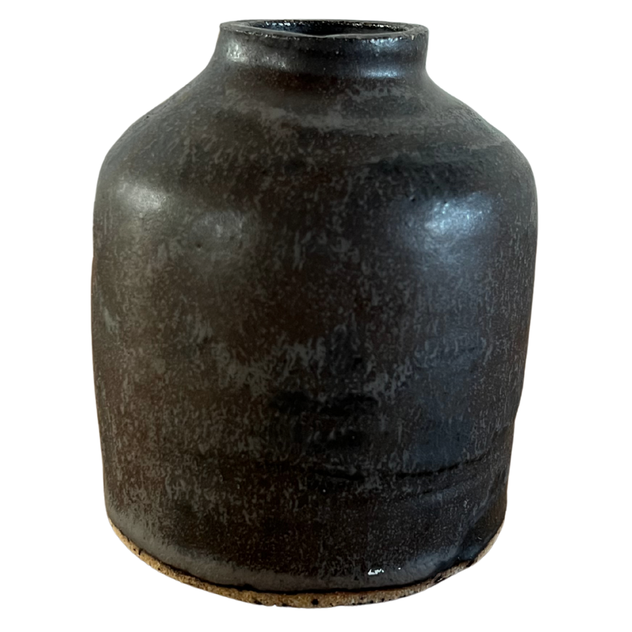 Small Black Glaze Drip Vessel