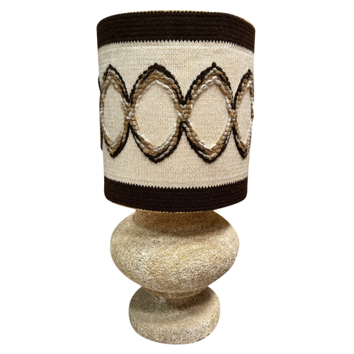 French Stone Lamp with Embroidered Shade